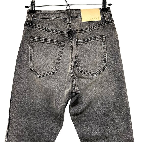 TRAVE‎ DENIM Lawson High Rise Button Fly Slim Straight Leg Jeans • 24 • grey - Picture 5 of 13